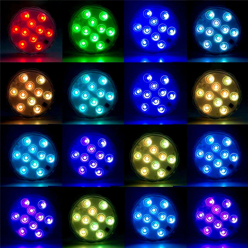 10 LEDs Submersible Light with Remote Control Battery Powered Underwater Night Lamp for Pool Vase Bowl Wedding Party Decoration