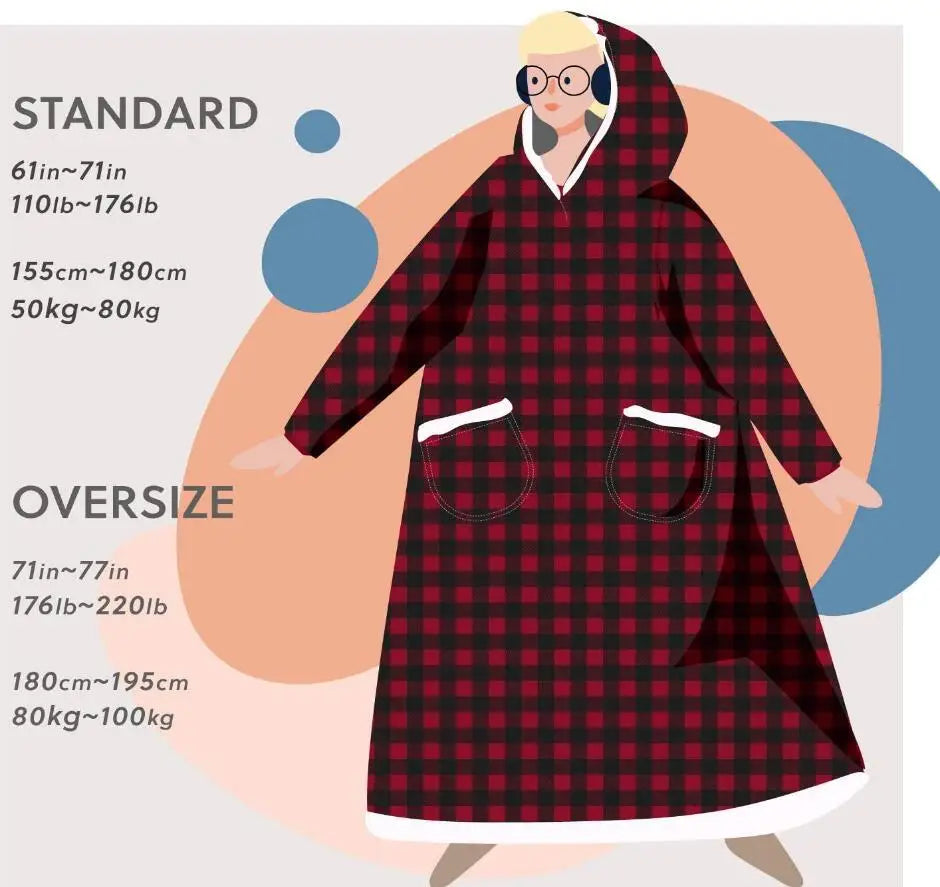 2023 Super Long Flannel Blanket with Sleeves Winter Hoodies Sweatshirt Women Men Pullover Fleece Giant TV Blanket Oversized New