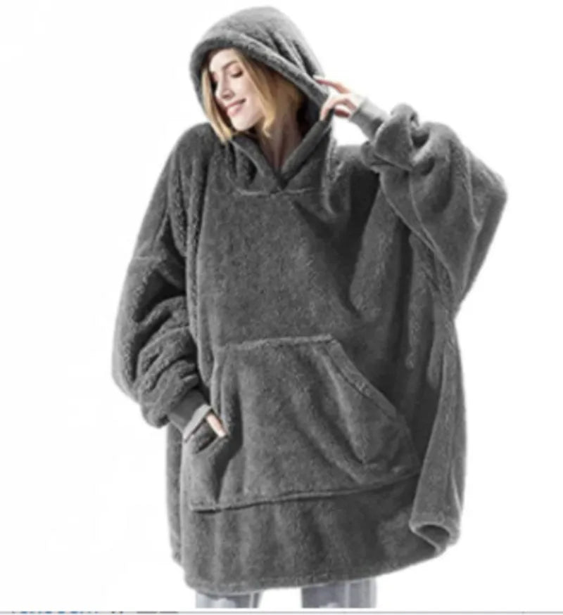 Hoodies Winter Warm Comfort Flannel Blanket with Sleeves Oversized Women Men Pullovers Thicken Fleece Giant TV Blanket Home wear