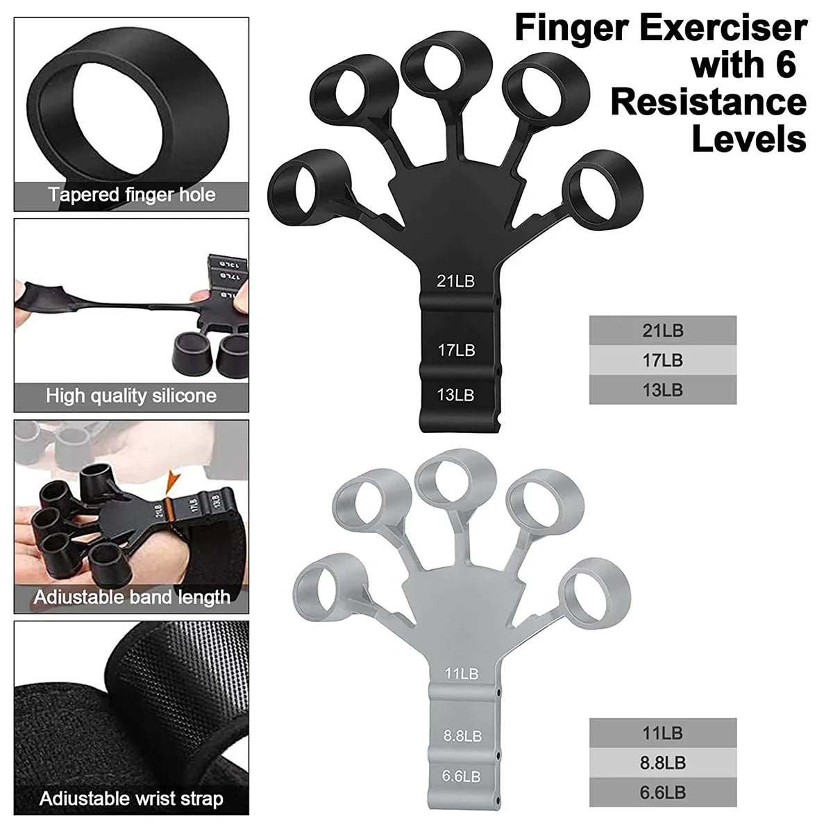 Silicone Gripster Grip Strengthener Finger Stretcher Gym Hand Grip Trainer Gripster Stretcher Guitar Athletes Finger Exerciser