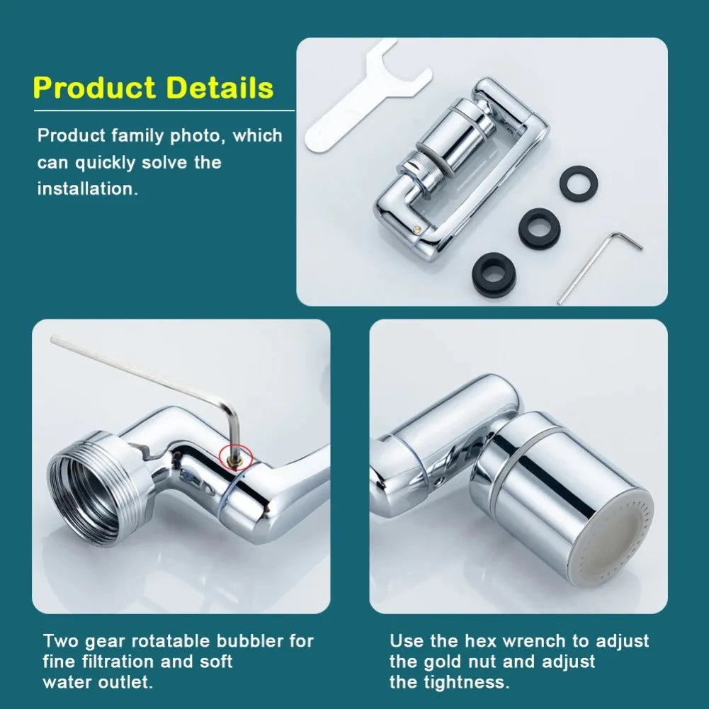 Metal Copper Universal 1080° Rotation Kitchen Faucet Aerator Extender Faucet Spray Head Tap Extension 1080° 360° Sink Sprayer