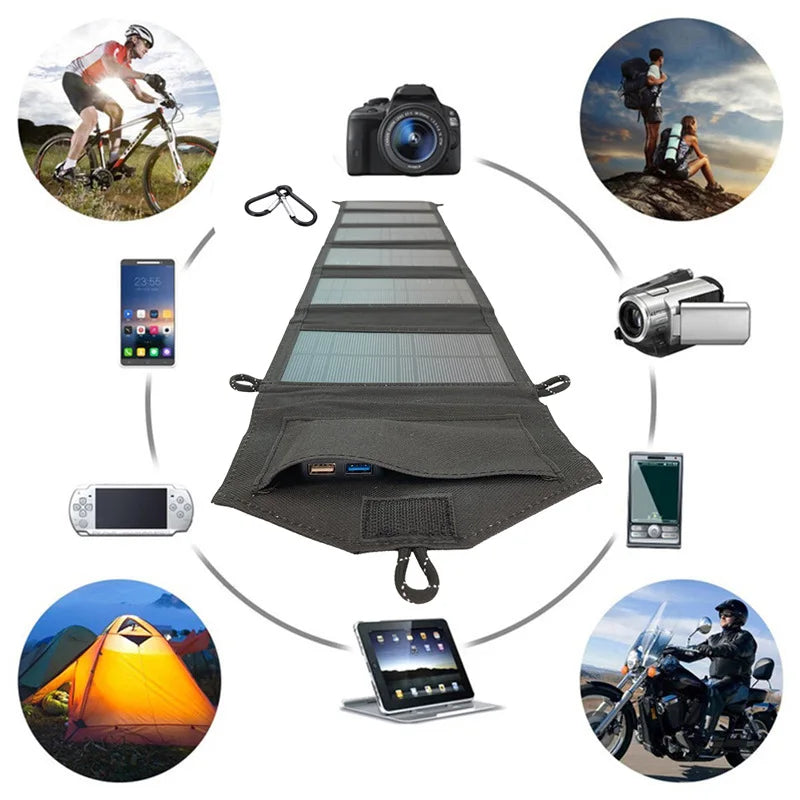 Flexible Solar panel 5V 2USB Portable Waterproof plate For cell phone power bank 500W Battery Charger outdoor tourism Fishing